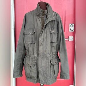 LL BEAN sL men’s cargo/tactical jacket-olive green-pockets!-inner drawstring